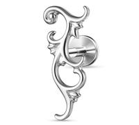 Casvort 1 Piece ASTM F136 Titanium 16G/18G Baroque Threadless Flat Back Piercing Stud for Nose, Labret, Madusa, Tragus, Helix, Conch with 6mm/8mm Post,Push Pin Earring Jewelry, 16G US, Titanium Cubic