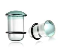 Casvort 12 PCS Unique 0.5mm Increments 14g-6g Comfy Pain-free Single Flare Aqua Glass Dead Stretching Plugs, Half Sizes Body Piercing Tapers, Pierced Ear Lobe Stretching Kits.