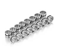 Casvort 16 PCS Unique 0.5mm Increments Comfy Pain-free Single Flare Silver Dead Stretching Tunnels, Hypoallergenic Stretch Friendly Body Piercing Plugs, Pierced Ear Lobe Stretching Kits.