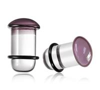 Casvort 2 PCS Comfy 0.5mm Increments 3.5mm Pain-free Single Flare Purple Glass Dead Stretching Plugs, 7g Body Piercing Tapers, Inbetween Size Pierced Ear Lobe Stretching Units.