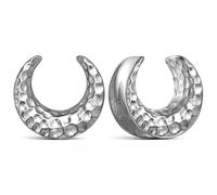 Casvort 2 PCS Hypoallergenic 0G-1" Comfy Hammered Saddle Plugs Hangers, 316 Surgical Stainless Steel Classic Luna Ear Plugs and Tunnels Body Stretching Jewelry for Women Men, 19mm (3/4''), Metal, no