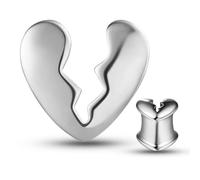 Casvort 2 PCS Hypoallergenic 8mm-16mm Unique Broken Heart Ear Plugs 316 Surgical Stainless Steel Simple Ear Stretching Jewelry for Lobe, 16mm (5/8''), Metal, no gemstone