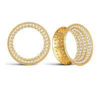 Casvort 2 PCS Hypoallergenic 8mm-20mm Classic Full of Zirconia Single Flare Ear Tunnels Vintage Brass Versatile Ear Plugs Wedding Body Piercing Jewelry, 10mm (00G), Metal, no gemstone
