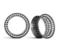 Casvort 2 PCS Hypoallergenic 8mm-20mm Classic Full of Zirconia Single Flare Ear Tunnels Vintage Brass Versatile Ear Plugs Wedding Body Piercing Jewelry, 18mm (11/16''), Metal, no gemstone