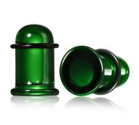 Casvort 2 PCS Pain-free Single Flare Glass Dead Stretching Kits, Flat Bullet Tapers Plugs for Lobe Helix Dark Green 9mm
