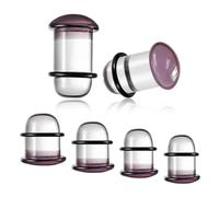 Casvort 2 PCS Timeless 11mm Comfy Pain-free Single Flare Purple Glass Dead Stretching Plugs, 7/16 inch Body Piercing Tapers, Pierced Ear Lobe Stretching Kits.