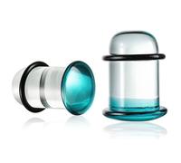 Casvort 2 PCS Timeless 11mm Comfy Pain-free Single Flare Turquoise Glass Dead Stretching Plugs, 7/16 inch Body Piercing Tapers, Pierced Ear Lobe Stretching Kits.