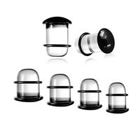 Casvort 2 PCS Timeless 13mm Comfy Pain-free Single Flare Black Glass Dead Stretching Plugs, Hypoallergenic Body Piercing Tapers, Pierced Ear Lobe Stretching Kits.