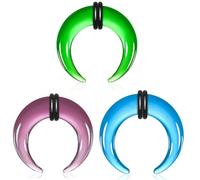 Casvort 3 PCS 14G-0G Cozy Glass Septum Stretching Kits Pincher Taper with O-Rings Buffalo Septum Retainers Hypoallergenic Fresh Stretch Body Piercing Retainers Ear Hangers