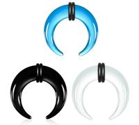 Casvort 3 PCS 14G-0G Cozy Glass Septum Stretching Kits Pincher Taper with O-Rings Buffalo Septum Retainers Hypoallergenic Fresh Stretch Body Piercing Retainers Ear Hangers, 4.0mm (6G) /3 PCS, Glass