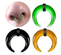 Casvort 3 PCS 14G-0G Cozy Glass Septum Stretching Kits Pincher Taper with O-Rings Buffalo Septum Retainers Hypoallergenic Fresh Stretch Body Piercing Retainers Ear Hangers, 4.0mm (6G) /3 PCS, Glass