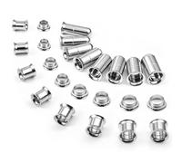 Casvort 38 PCS Half Size Dead Stretching Kit Double Flared Bullet Tapers 3 In 1 Ear Tunnel Set for Lobe Helix Eyelets 14G-00G, 6.5-10mm (24 PCS), Metal, no gemstone