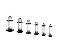 Casvort 4 PCS Unique 0.5mm Increments 2g-0g Comfy Pain-free Single Flare Black Glass Dead Stretching Plugs, Hypoallergenic Body Piercing Tapers, Pierced Ear Lobe Stretching Kits.