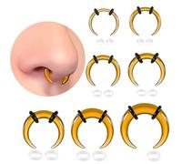 Casvort 7 PCS 14G-2G Cozy Glass Septum Stretching Kits Pincher Taper with O-Rings Buffalo Septum Retainers Hypoallergenic Fresh Stretch Body Piercing Retainers Ear Hangers for Stretched Lobe, 1.6mm