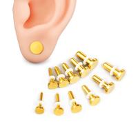 Casvort 8 PCS 0.5mm Increments 2g-0g Comfy Pain-free Single Flare Gold Dead Stretching Plugs, 316 Surgical Steel Septum Bullet Retainer, Hypoallergenic Ear Lobe Stretching Kits Tapers.