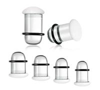 Casvort 8 PCS Unique 0.5mm Increments 2g-0g Comfy Pain-free Single Flare White Glass Dead Stretching Plugs, Inbetween Sizes Body Piercing Tapers, Pierced Ear Lobe Stretching Kits.