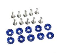 Caswynlife 10Pcs M6 Anodised Aluminium Bolts & Washers Set For Fender, Headlight & Bumper Mounting - Auto Fastener Kit With 20Mm Length Screws & 19Mm Diameter Flat Washers(Blue)