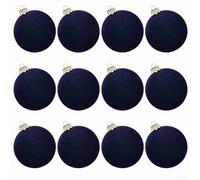 Caswynlife 12 Pcs Velvet Christmas Tree Baubles, 6Cm Hanging Ornaments For Wall, Window And Mantel Decorations, Plastic With Soft Velvet Finish In Elegant Festive Colours(Pure blue)