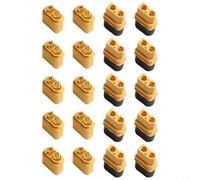 Caswynlife 20PCS Male And Female Connector Set, High Temperature Nylon Gold Plated Power For RC Model Airplane Lithium Battery, 15A Current Capacity, Yellow