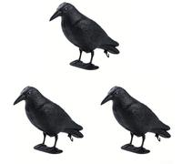 Caswynlife 3-Pack Realistic Black Raven Bird Scarer 35X32.5x22cm Weatherproof Dummy Crow Deterrent Pigeons And Garden Outdoor Decoration