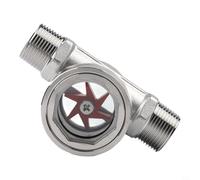 Caswynlife 304 Stainless Steel External Thread Water Flow Indicator, DN15-DN50 Impeller Sight Glass For Industrial Pipeline Observation, Food & New Energy Applications, Grey(DN20)