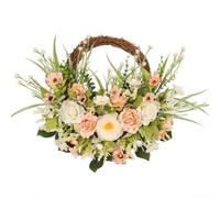 Caswynlife Artificial Wreath, 40Cm Half Door Hanging Decoration | Artificial Wreath, Silk Flowser Door Hanging, 40Cm Spring Floral Garland, Front Door Decoration For Home Indoor Outdoor