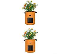 Caswynlife Breathable Felt Plant Growth Bags With Dual Window For Easy Harvesting, Thickened Handles For Potatoes Tomatoes Carrots, Foldable Garden Liners, Green/Orange(Orange-M)