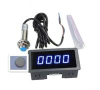 Caswynlife Digital LED Tachometer RPM Speed Meter, 4-Digit Display With Hall Proximity Switch Sensor NPN, High Accuracy Anti-Interference Motor Speed(Blue)