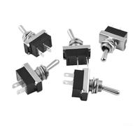 Caswynlife Heavy Duty Spst Flick Switch 12V Dc 25A On/Off METALs Car Dash Light Rocker Switch For 12.5Mm Round Hole, Electrical Equipment, Black And Silver(5pcs)