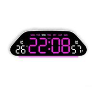 Caswynlife LED Electronic Alarm Clock, Large Screen With Temp & Humidity Display, Adjustable Brightness, Countdown Timer For Living Room Wall Mount(White Red)
