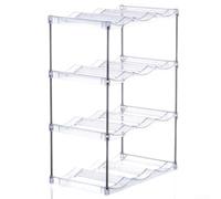 Caswynlife Stackable Bottle Rack, For Kitchen Cabinet & Fridge, Clear Acrylic 3-Tier Organizer Holds 9 Bottles, Space Saving Beverage Storage Shelf, For Countertop Pantry Office Home(B)