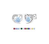 Casxyue S925 Silver Stud Earrings For Women Girls Heart Birthstone Earrings With Cubic Zirconia Birthday Christmas Gifts For Women (December)