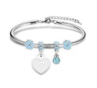 Casxyue Women's Bracelets With Initial Charm Bracelet Silver A-Z Letter Love Heart Pendant Jewellery Birthday Christmas Gifts For Women Teen Girls (Z)