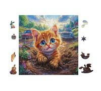Cat 100 Pieces Set Classic Jigsaw Puzzle Couple Puzzle Partners Mind Relaxation Wall Decor Easter New Year Creativity & Gift Giving 28x28cm