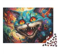 Cat 1000 Pc Colorful Premium Cardstock Puzzle Adults Ultra Difficult Couple Partners Decompression Office Break Mind Relaxation Wall Decor 70x50cm/1000pcs