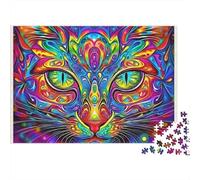 Cat 1000 Pc Colorful Premium Cardstock Puzzle Adults Ultra Difficult Couple Partners Decompression Office Break Mind Relaxation Wall Decor 38x26cm/1000pcs