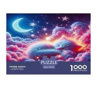 Cat 1000 Pc Puzzle Game for Men Women - Kitten Cloud Bed Moon Cozy Dreamy The Whole Family Activity Educational Game Challenge70x50cm/1000pcs