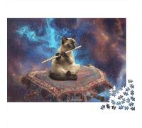Cat 1000 Piece Jigsaw Puzzle Siamese Cat Flying Carpet for Adult Educational Games Beautiful Decoration Challenge High Difficulty Birthday Gifts 70x50cm/1000pcs
