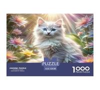 Cat 1000 Piece Jigsaw Puzzles Fun Challenging Modern Animal Lighthouse Town Educational Game for The Whole Gifts Suitable for Children & People Aged 14+ 52x38cm/1000pcs