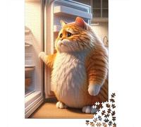 Cat 1000 Piece Sturdy Paper Board Fridge CatPuzzle Family with Kids 8+ Wall Decor Vibrant HD Printing 38x26cm/1000pcs