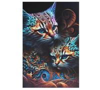 Cat 1000 Piece Wooden Jigsaw Puzzle- Brain Teaser Game for Adults & Children Educational Activities Jigsaws Puzzles 78×53cm