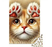 Cat 1000 Pieces Eco-Friendly Paw Cat Puzzle Adult Hobbyists Portable Mind Decompression Entertainment 38x26cm/1000pcs