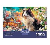 Cat 1000 Pieces Extra-Thick Cardboard DIY Jigsaw Puzzle in Garden, Cognitive Development & Rehabilitation Puzzle, Leisure Activity, Premium Quality Puzzle 38x26cm/1000pcs