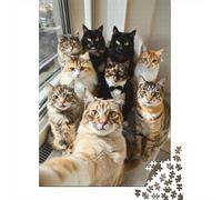 Cat 1000 Pieces Jigsaw Puzzle for Adults - Wooden Difficult Puzzles Cute, Fun Family Activity, Christmas Decor 1000pcs (75x50cm)