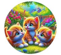 Cat 1000 Pieces Round Jigsaw Puzzle Creative Cute Pet Seeking A Challenging And Relaxing Activity Games for Adults And Kids 1000pcs (67.5x67.5cm)