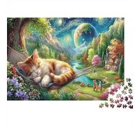 Cat 1000Piece JigsawPuzzleKitten Sleeping Planet Meadow KidsforAdult Challenging Brainteasing Age12+byth EducationalGame Fun, Challenging 38x26cm/1000pcs