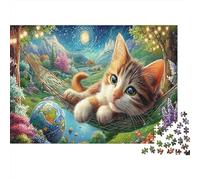 Cat 1000Piece JigsawPuzzlesCat Earth Starry Meadow ForAdults Colourful Brainteasing Age12+byth ThemeFlowersandBirds Uncover The Puzzle 38x26cm/1000pcs