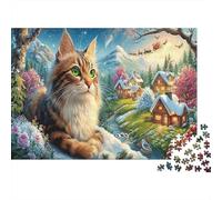 Cat 1000Pieces JigsawPuzzleKitten Village KidsforAdult Challenging LargePiecePuzzles Age12+byth Challenging The Impossible Difficult Game Uncover The Puzzle 38x26cm/1000pcs