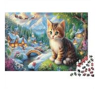 Cat 1000Pieces JigsawPuzzlesKitten Village KidsforAdult Colourful LargePiecePuzzles Age12+byth EducationalGame Uncover The Puzzle 70x50cm/1000pcs