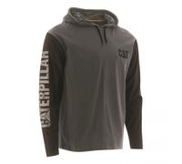 Cat 1510425 Mens Cotton Hooded Long Sleeve T-Shirt Dark Grey - Size Large